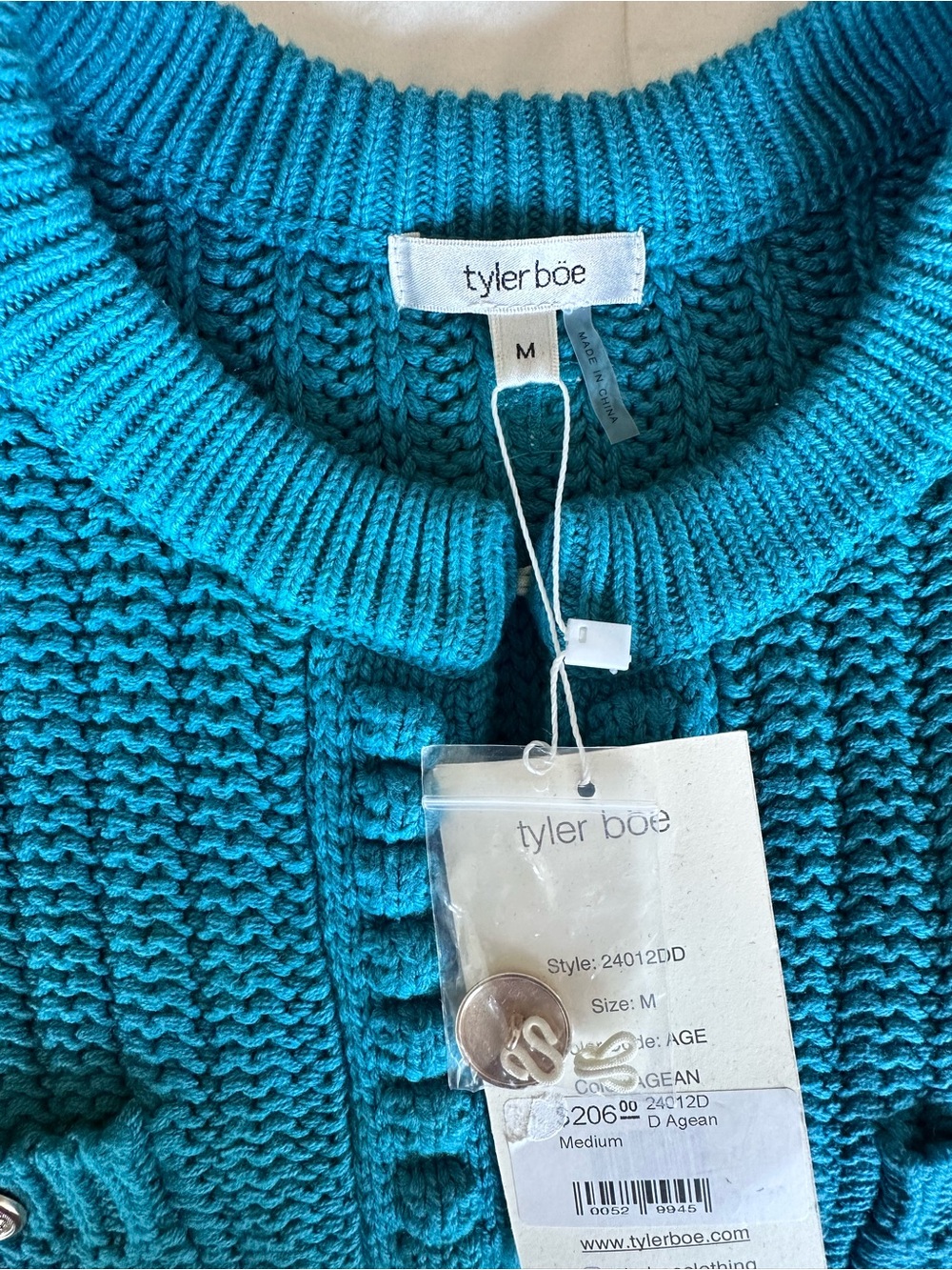 NWT Tyler Böe Cotton Blend Knit Jacket in Agean Size Medium - Picture 9 of 9
